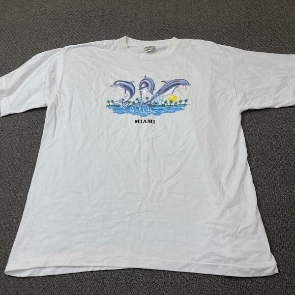 Vintage Cottonnet Shirt Mens Size XL Dolphins Miami Beach - Picture 1 of 9